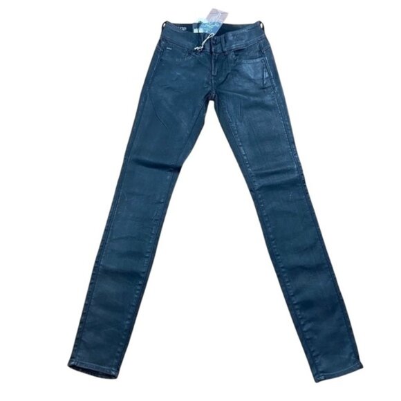 G-star Raw Lynn fit jeans faux leather mid rise skinny glitter slander black 24 - Picture 1 of 14